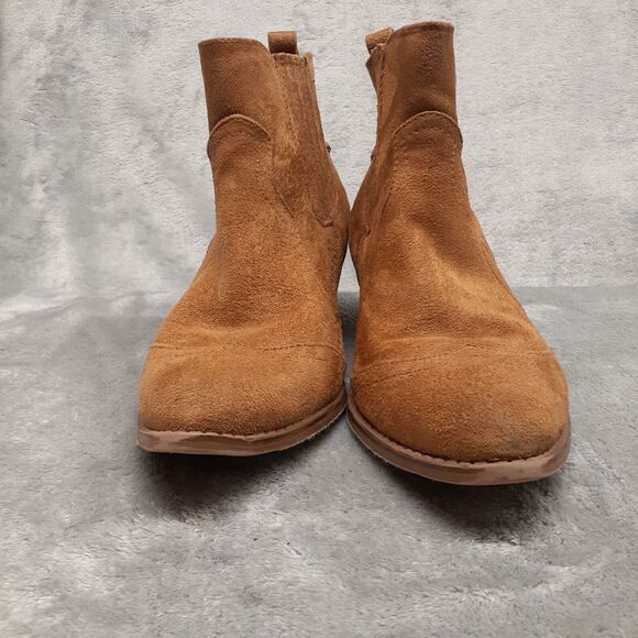 Mossimo Supply Co Boots Womens 7 Western Ankle Bootie Brown Faux Suede Heels - Picture 2 of 9